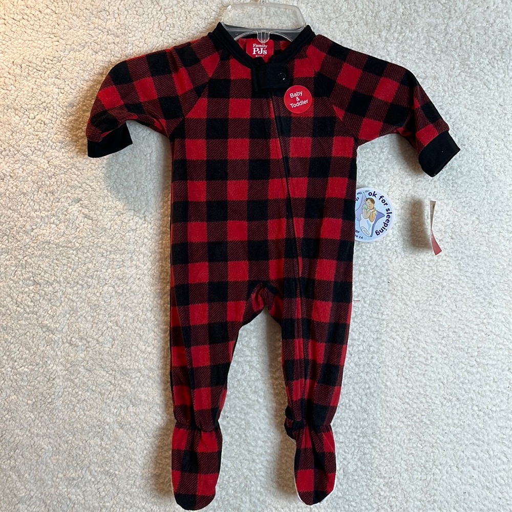 NWT Pajama Red Check One Piece Kids Baby Childrens Flannel 6-9 Months
